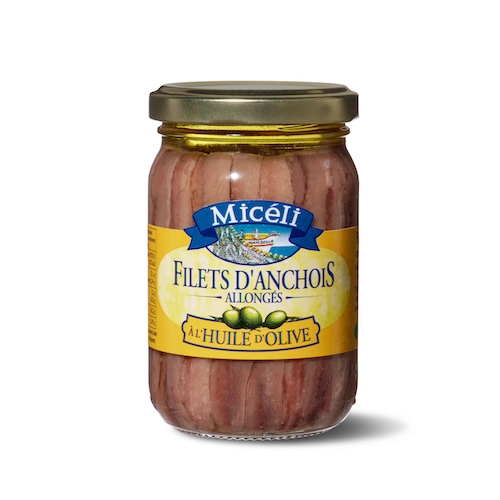 Filets d'anchois allongés à l'huile d'olive pot 210g