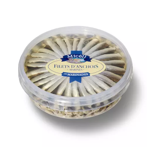 Filets d'anchois marinés nature barquette ronde 500g